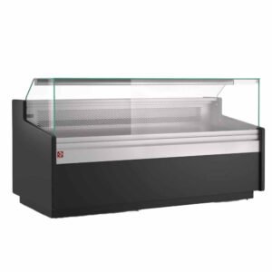 Comptoir vitrine ventilé, avec réserve - NOIR  (ATL/13-AV-B5)