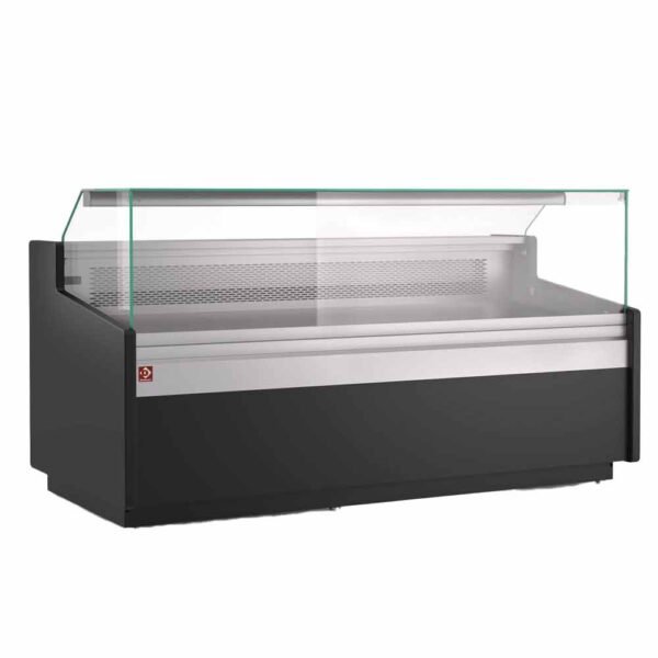 Comptoir vitrine ventilé, avec réserve - NOIR  (ATL/15-AV-B5)