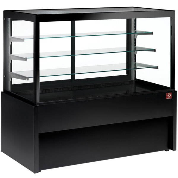 Comptoir vitrine panoramique, ventilé, 4 niveaux, sans réserve - NOIR  (CB15V-B9/P2)