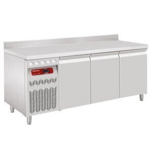 Table frigorifique "murale" ventilée, 3 portes GN 1/1, 405 Lit. groupe à gauche  (DT178/P9AGX)