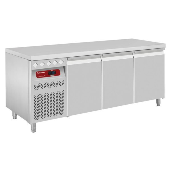 Table frigorifique ventilée, 3 portes GN 1/1, 405 Lit. groupe a gauche  (DT178/P9GX)