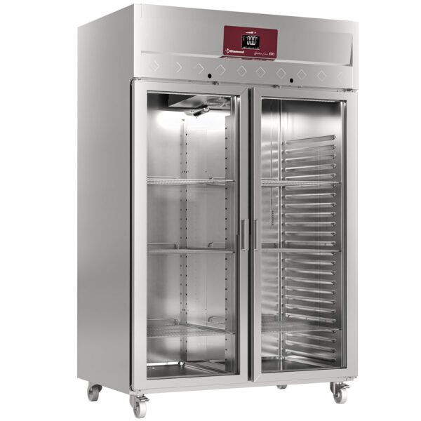 Armoire frigorifique ventilée 1400 Lit. 2 portes vitrées GN 2/1, sur roues  (ID140/R9G)