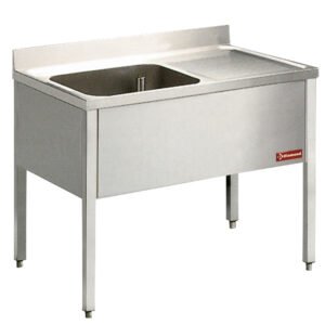 Plonge 1 cuve et 1 égouttoir à droite, avec piétement  (L1210D/6-KD)