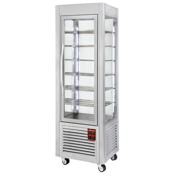 Vitrine panoramique, 5 grilles, ventilée, 360 LT, Inox.  (SNE/GB-A5-R2)