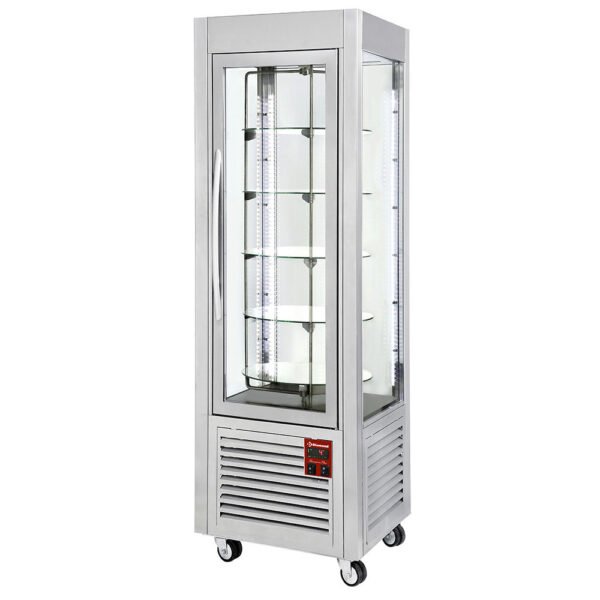 Vitrine panoramique, 5 plateaux tournants, 360 LT, inox.  (SNE/RN-A5-R2)