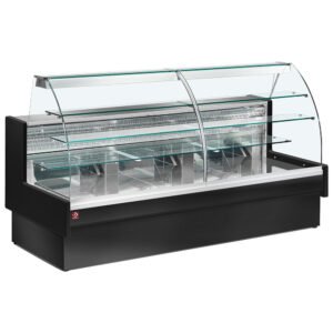 Comptoir vitrine réfrigéré, statique, chargement à tiroirs, vitre courbe, sans réserve - NOIR (VE14/B5-R2P)