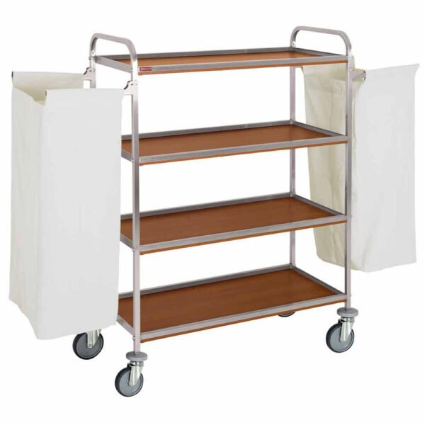Chariot à linge inox, 4 niveaux, avec 2 sacs - chêne foncé  (C2SL/1-NC)