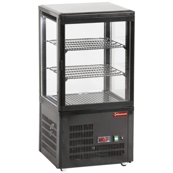 Vitrine de table ventilée, 4 faces vitrées, 3 niveaux "Black"  (MIC-36B/R6)