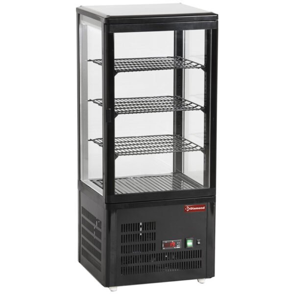 Vitrine de table ventilée, 4 faces vitrées, 4 niveaux "Black"  (MIC-48B/R6)