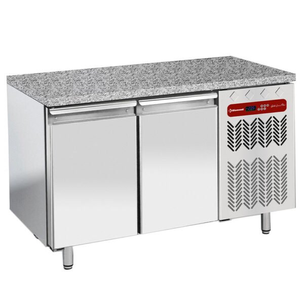 Table frigorifique, ventilée, 2 portes EN 600x400 - Top en granit  (TP2N/HG-R2)