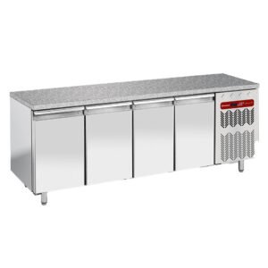 Table frigorifique, ventilée, 4 portes EN 600x400 - Top en granit  (TP4N/HG-R2)