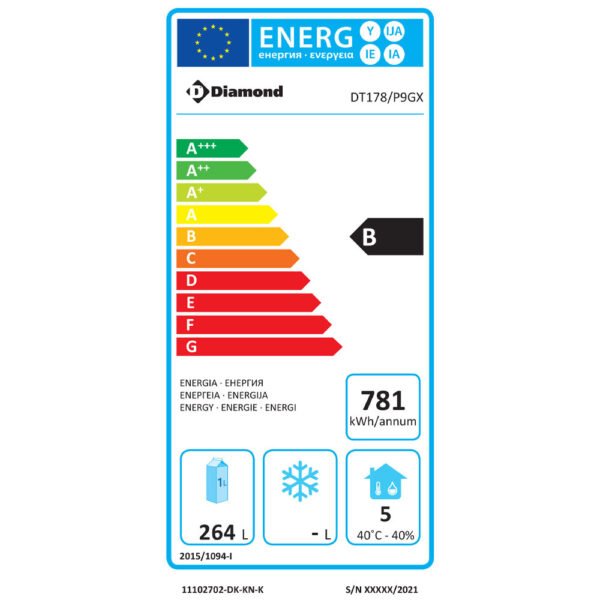 Table frigorifique ventilée, 3 portes GN 1/1, 405 Lit. groupe a gauche  (DT178/P9GX) – Image 2
