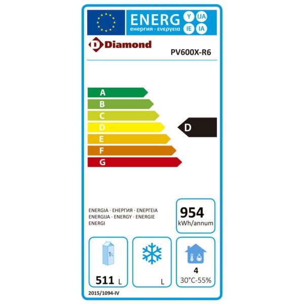 Armoire frigorifique GN 2/1, ventilée, 600 litres. acier inox  (PV600X-R6) – Image 2