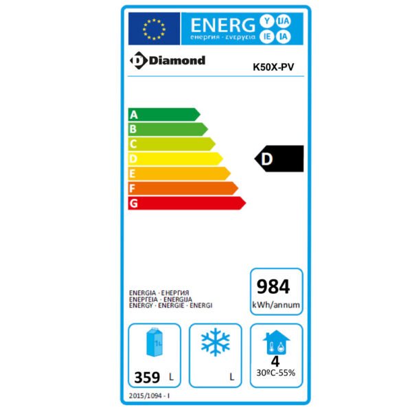 Armoire frigorifique 20x EN 600x400, ventilé 500 Lit. - Acier inox  (K50X-PV) – Image 2