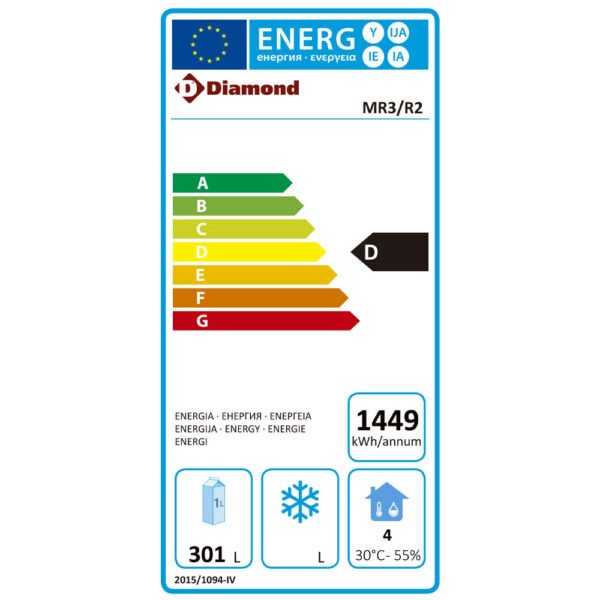 Table frigorifique, ventilée, 3 portes GN 1/1  405 Lit.  (MR3/R2) – Image 2