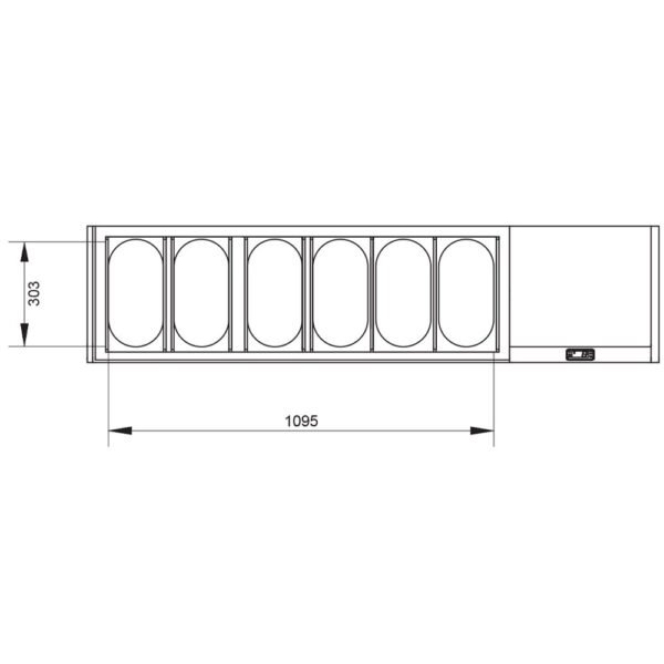 Structure réfrigérée GN 6x1/3, avec vitre droite  (SY160G/PP9) – Image 2