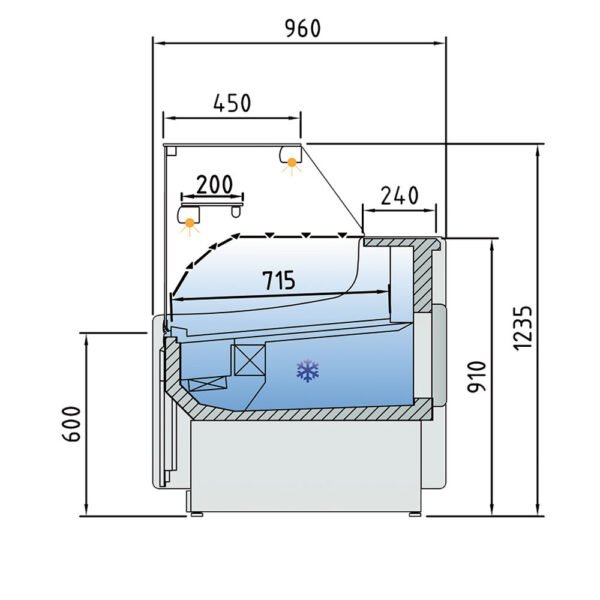 Comptoir vitrine ventilé, avec réserve - NOIR  (ATL/15-AV-B5) – Image 3