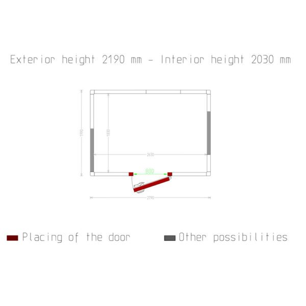 Chambre ISO 80, dim. int. 2630 x 1830 xh 2030 mm 9,77 m³  (C101A/BF) – Image 5