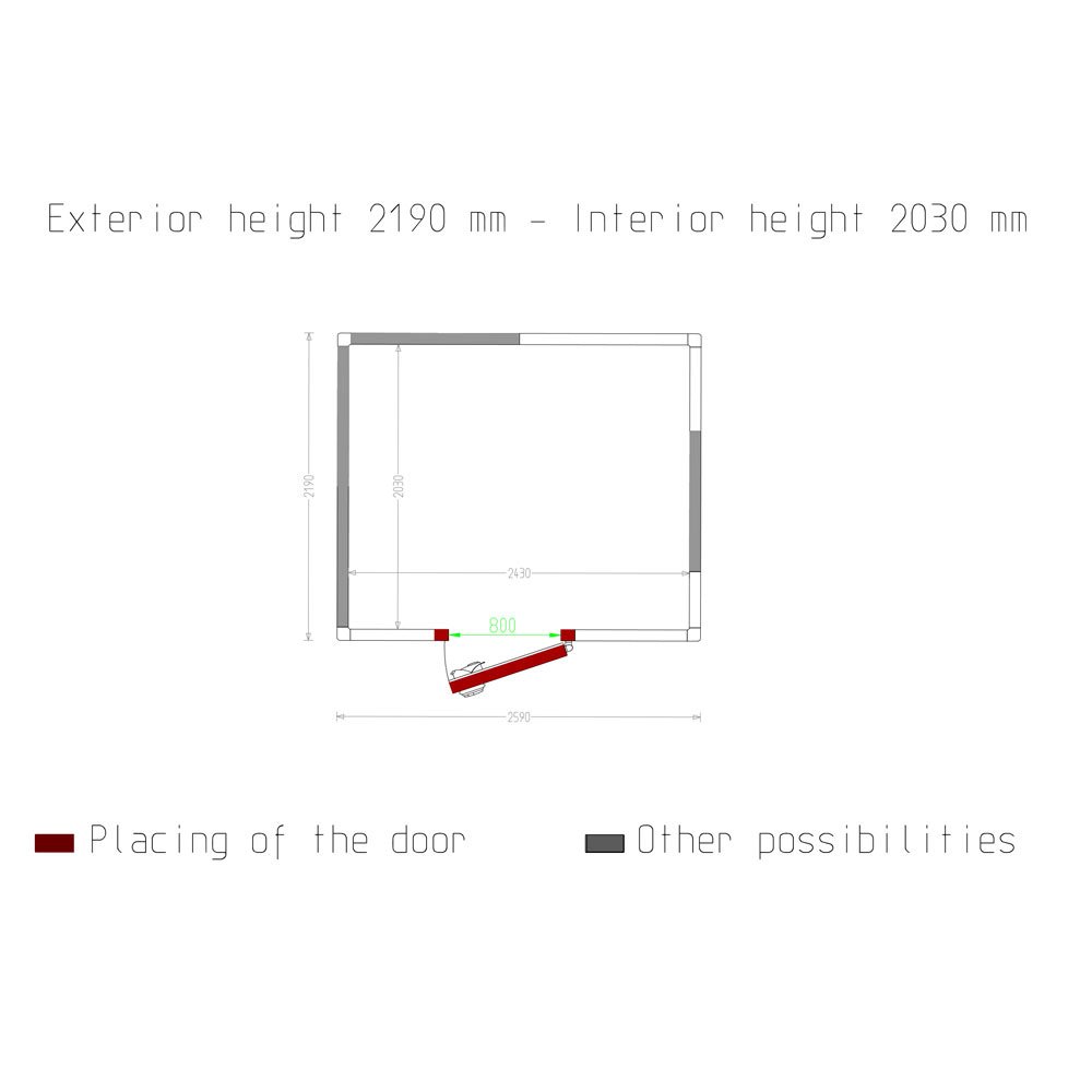 Chambre ISO 80, dim. int. 2430 x 2030 xh 2030 mm 10,01 m³ (C103A/BF) – Image 5