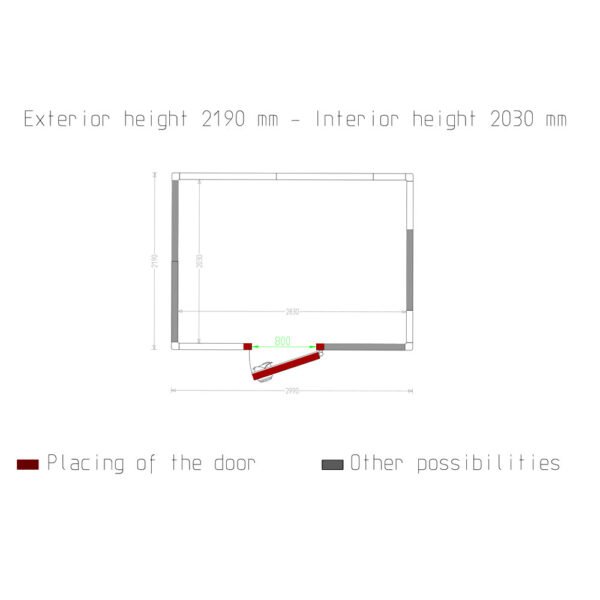 Chambre ISO 80, dim. int. 2830 x 2030 xh 2030 mm 11,66 m³  (C116B/BF) – Image 5