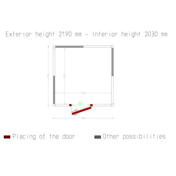 Chambre ISO 80, dim. int. 2430 x 2430 xh 2030 mm 11,99 m³  (C118A/BF) – Image 5