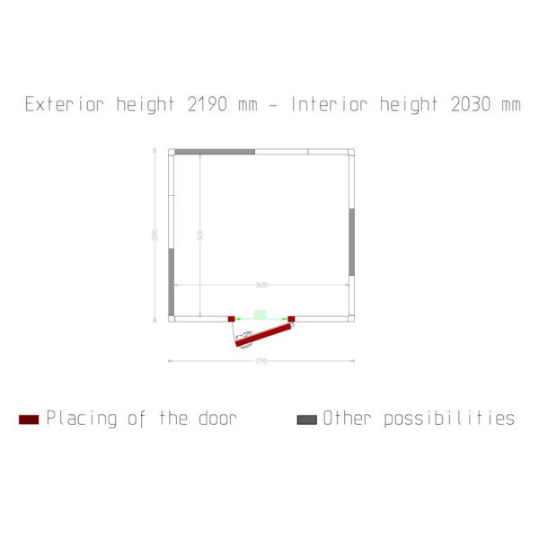 Chambre ISO 80, dim. int. 2630 x 2430 xh 2030 mm 12,97 m³  (C133A/BF) – Image 5