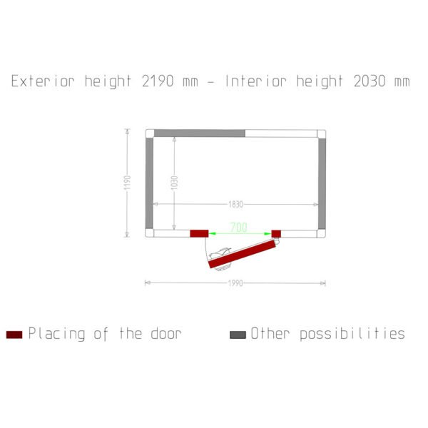 Chambre ISO 80, dim. int. 1830 x 1030 xh 2030 mm  3,83 m³  (C37B/BF) – Image 2