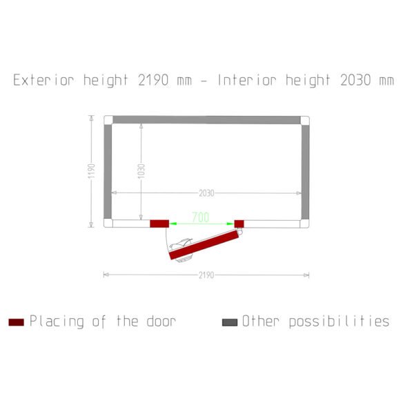 Chambre ISO 80, dim. int. 2030 x 1030 xh 2030 mm  4,24 m³  (C43B/BF) – Image 5
