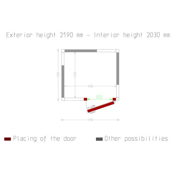 Chambre ISO 80, dim. int. 1630 x 1430 xh 2030 mm 4,73 m³  (C50A/BF) – Image 5
