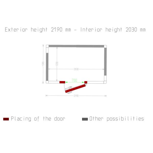 Chambre ISO 80, dim. int. 2030 x 1230 xh 2030 mm  5,07 m³ (C55B/BF) – Image 5