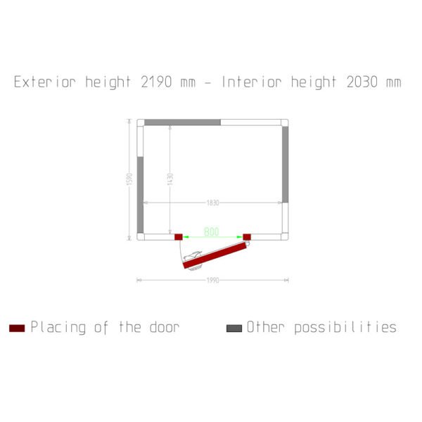 Chambre ISO 80, dim. int. 1830 x 1430 xh 2030 mm  5,31 m³  (C59B/BF) – Image 5