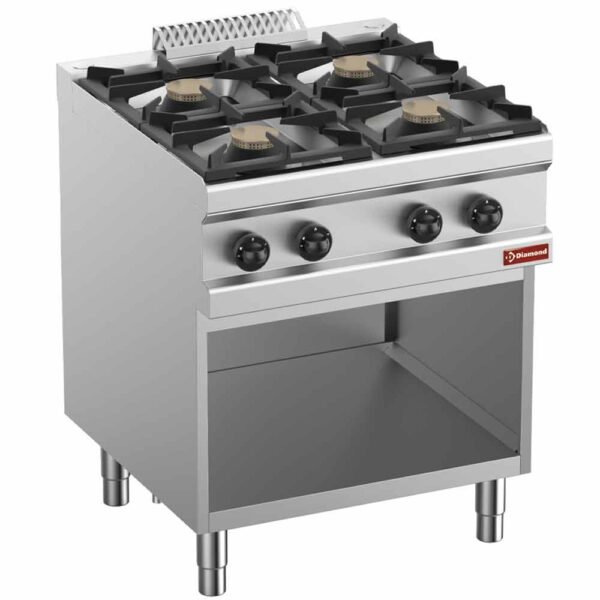 Fourneau gaz 4 feux, sur armoire ouverte (C4GA7-BF)