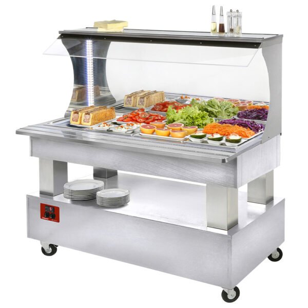 Buffet - Salad bar mural, réfrigéré, 4x GN1/1-150 Bois Blanc  (ASB/4N-A1-R2)