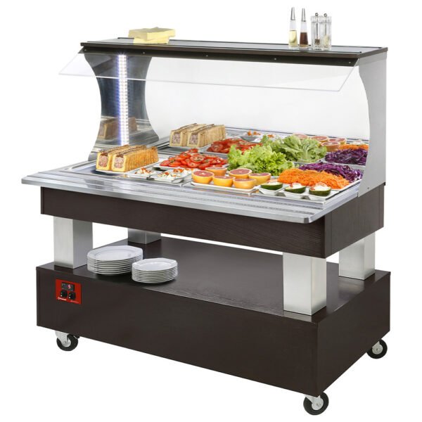 Buffet  Salade bar mural, réfrigéré, 4x GN1/1-150  Bois Wengé   (ASB/4N-B1-R2)