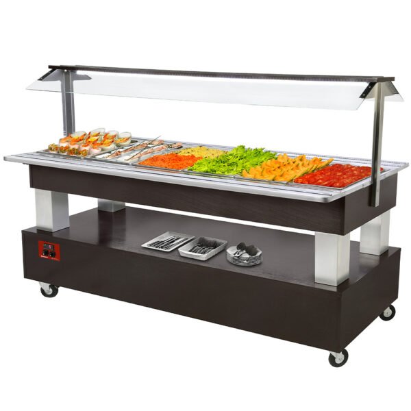 Buffet - Salad bar réfrigéré, 6x GN 1/1-150 (bois Wengé) (BSB/6N-B1-R2)
