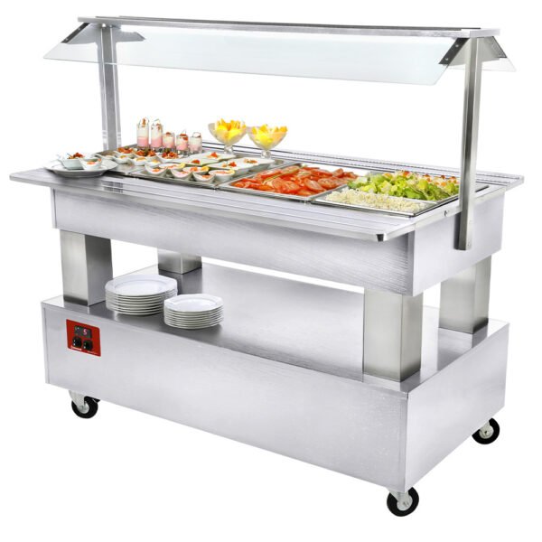 Buffet - Salad bar réfrigéré, 4x GN1/1-150 Bois Blanc  (BSB/4N-A1-R2)
