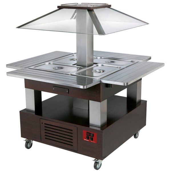 Ilot buffet - Salade bar, réfrigéré, 4x GN1/1-150 Bois Wengé   (CSB/4D-B1-R2)