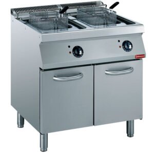 Friteuse électrique cuve "Y" 2x 15 litres, éléments extérieurs sur armoire (E17/F30A8-N)