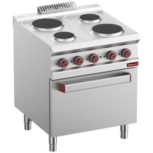 Fourneau 4 plaques rondes avec four électrique GN 2/1 et grill (E7/4PF7-N)