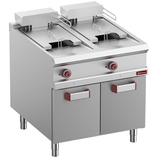 Friteuse électrique 2 cuves 18 lit. sur meuble fermée (E9/F36A8-N)