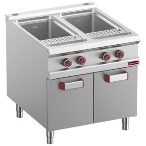 Cuiseur à pâtes électrique, 2 cuves 40 lit. sur meuble fermé (s/paniers) (E9/CPA8-N)