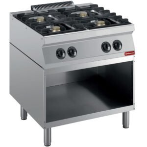 Fourneau composé: 4 feux vifs & soubassement ouvert (G17/4BA8-R)