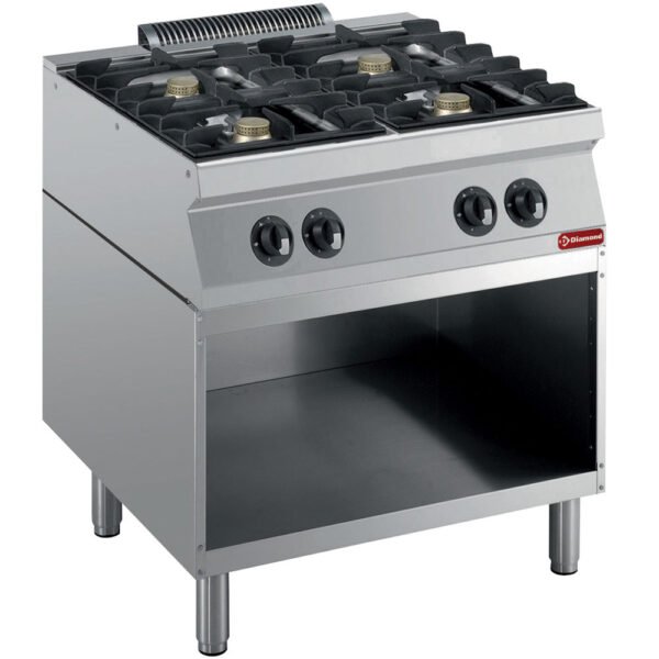 Fourneau composé: 4 feux vifs & soubassement ouvert (G17/4BA8-R)