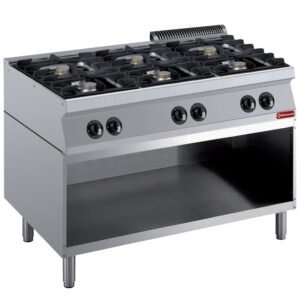 Fourneau composé: 6 feux vifs & soubassement ouvert (G17/6BA12-R)