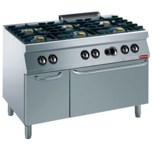 Fourneau 2 feux, 1 taque coup de feu, four gaz GN 2/1, armoire neutre (G17/T2BFA12-N)