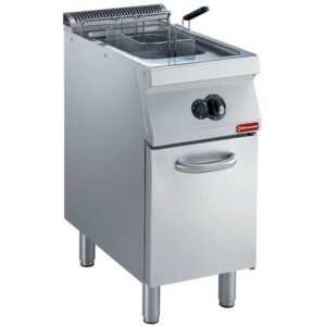 Friteuse gaz, cuve en "Y" 15 litres, brûleurs extérieurs, sur armoire (G17/F15A4-N)