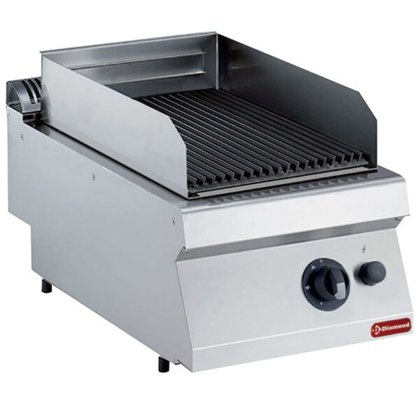Grill pierre de lave gaz, grille en fonte 1/2 mod -TOP- (G17/GPL4T-NG)