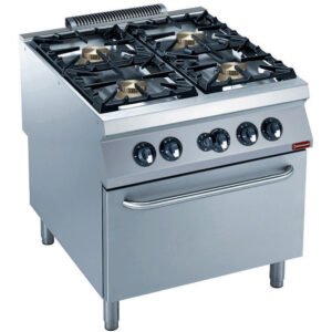 Fourneau gaz 4 feux vifs, four gaz GN 2/1 "POWERFUL" (G22/4BF8PW-N)