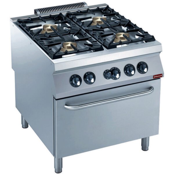 Fourneau gaz 4 feux vifs, four gaz GN 2/1 "POWERFUL" (G22/4BF8PW-N)