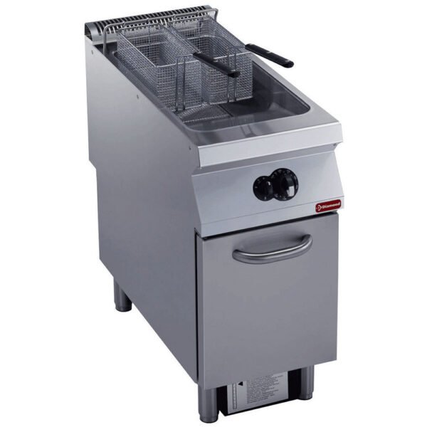 Friteuse gaz 1 cuve "Y" 23 litres, brûleurs extérieurs, sur meuble (G22/F23A4-S)